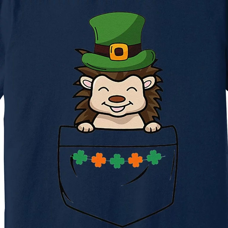 Cute Saint Patrick's Day Porcupine With Green Hat In Pocket Premium T-Shirt