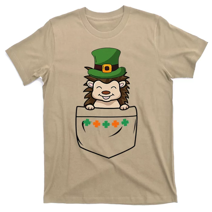 Cute Saint Patrick's Day Porcupine With Green Hat In Pocket T-Shirt