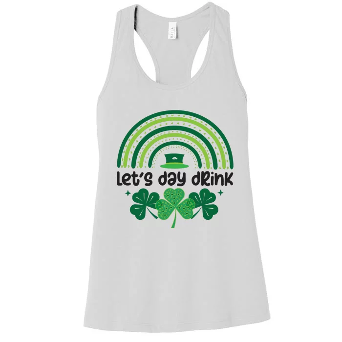 Cute St Patricks Day Lets Day Drink Green Shamrock Women's Racerback Tank