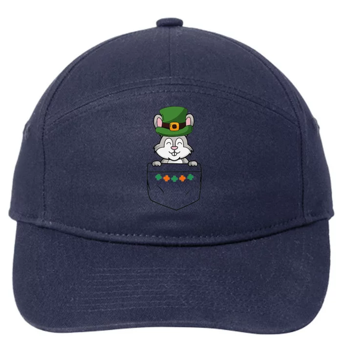 Cute Saint Patrick's Day Rabbit With Green Hat In Pocket 7-Panel Snapback Hat