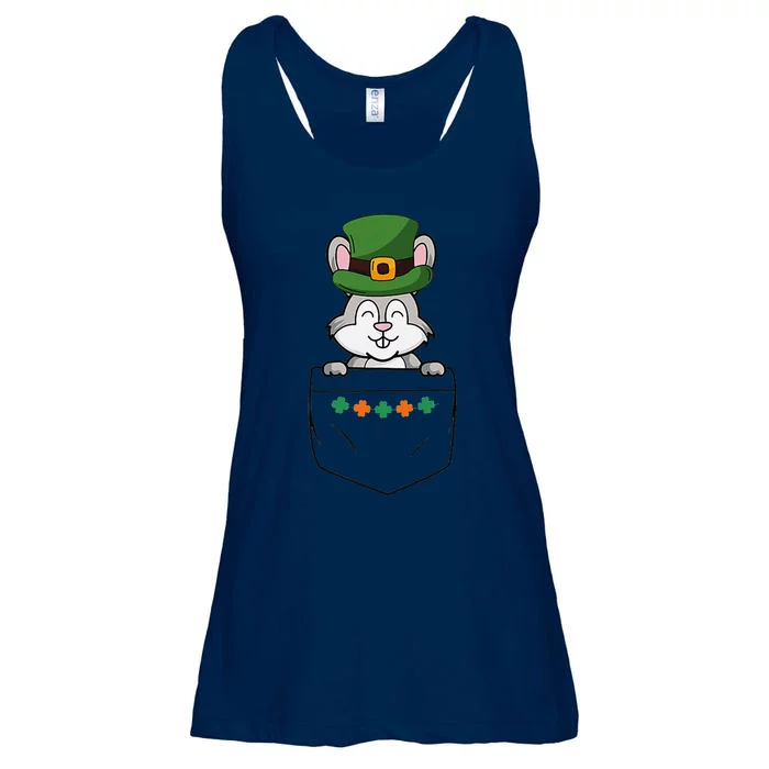 Cute Saint Patrick's Day Rabbit With Green Hat In Pocket Ladies Essential Flowy Tank