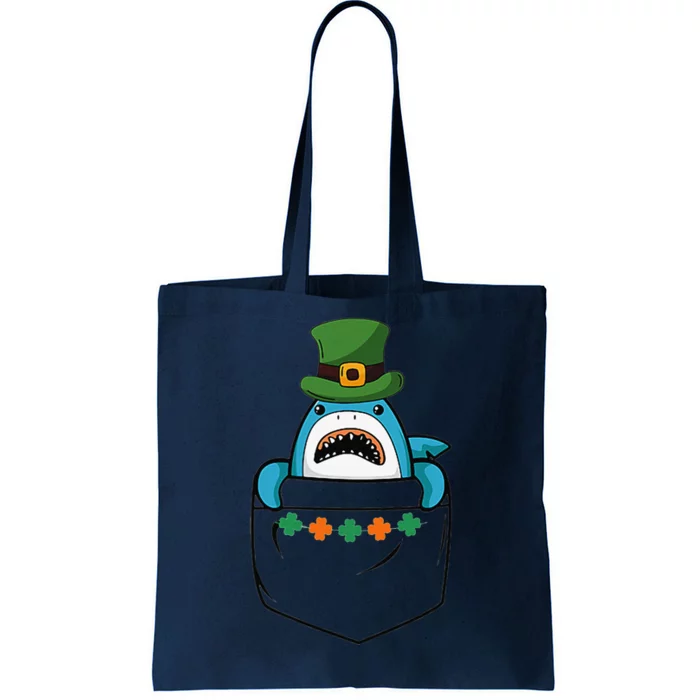 Cute Saint Patrick's Day Shark With Green Hat In Pocket Tote Bag