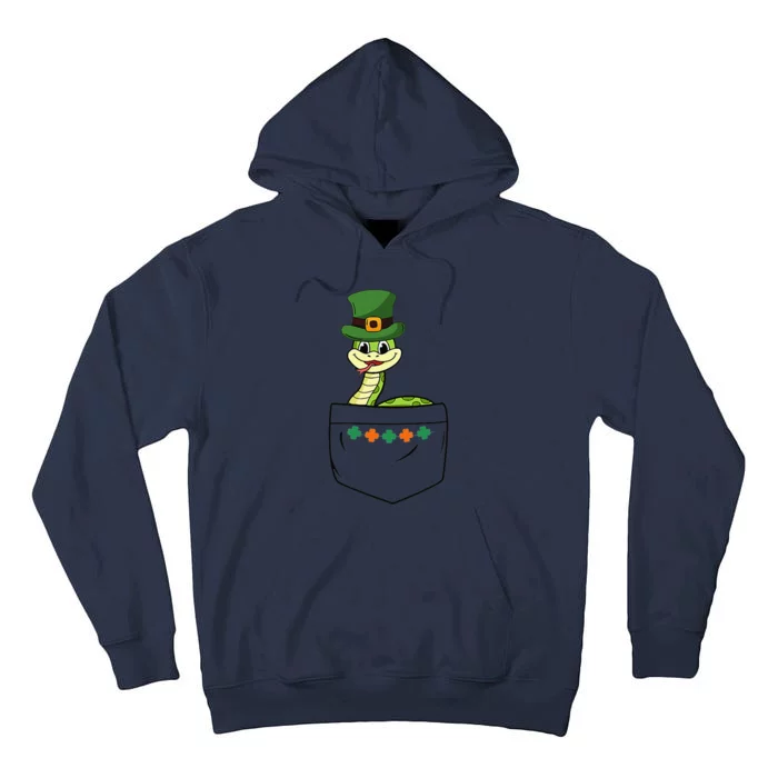 Cute Saint Patrick's Day Snake With Green Hat In Pocket Tall Hoodie