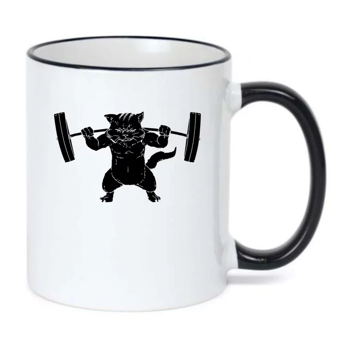 Cat Squat Powerlifting Cool Black Color Changing Mug