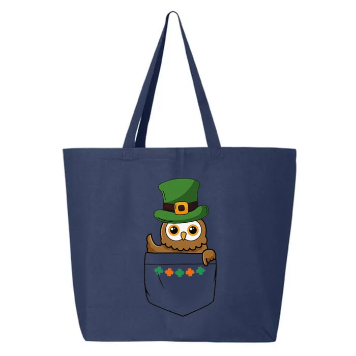 Cute Saint Patrick's Owl With Green Hat In Pocket 25L Jumbo Tote