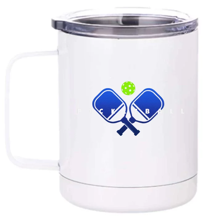 Cool Stylized Pickleball With Paddles And Ball Pickleball Front & Back 12oz Stainless Steel Tumbler Cup