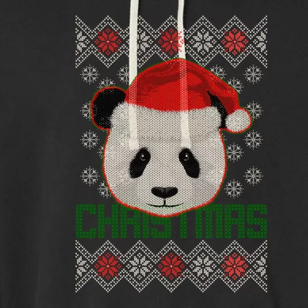 Cute Santa Panda Ugly Christmas Sweater Garment-Dyed Fleece Hoodie