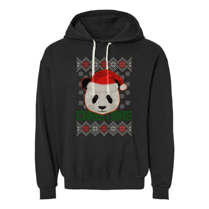 Cute Santa Panda Ugly Christmas Sweater Garment-Dyed Fleece Hoodie