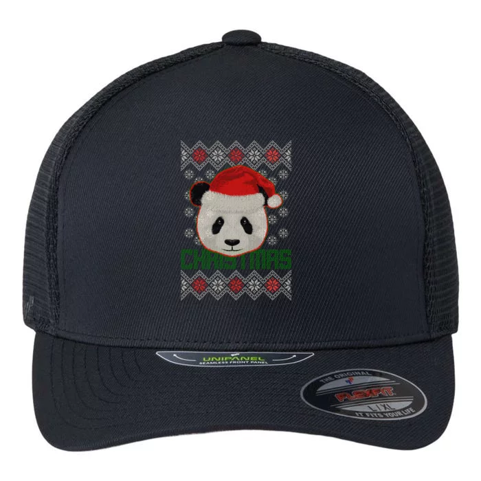 Cute Santa Panda Ugly Christmas Sweater Flexfit Unipanel Trucker Cap