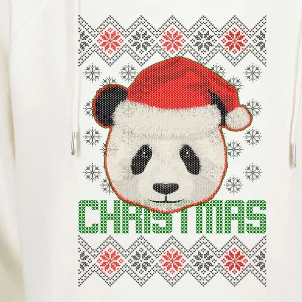 Cute Santa Panda Ugly Christmas Sweater Womens Funnel Neck Pullover Hood