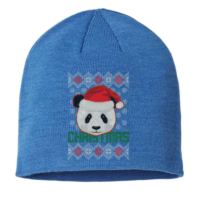 Cute Santa Panda Ugly Christmas Sweater 8 1/2in Sustainable Knit Beanie