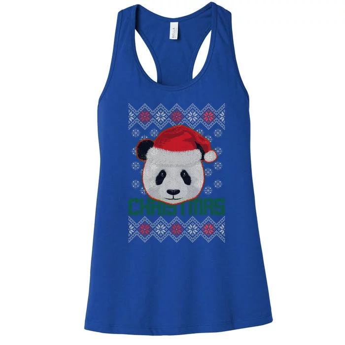 Cute Santa Panda Ugly Christmas Sweater Women's Racerback Tank