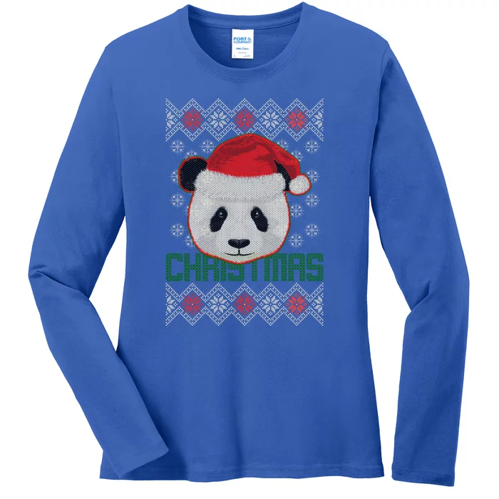 Cute Santa Panda Ugly Christmas Sweater Ladies Long Sleeve Shirt