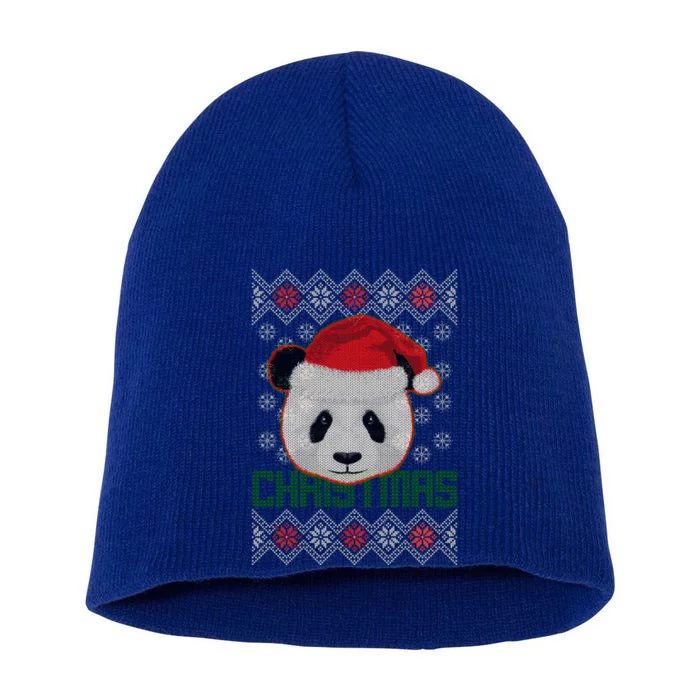 Cute Santa Panda Ugly Christmas Sweater Short Acrylic Beanie