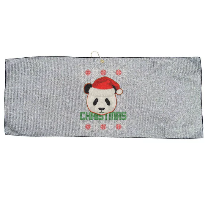 Cute Santa Panda Ugly Christmas Sweater Large Microfiber Waffle Golf Towel