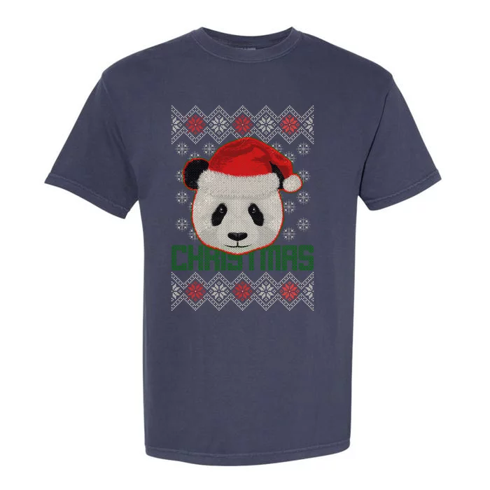 Cute Santa Panda Ugly Christmas Sweater Garment-Dyed Heavyweight T-Shirt