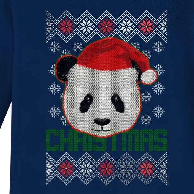 Cute Santa Panda Ugly Christmas Sweater Baby Long Sleeve Bodysuit