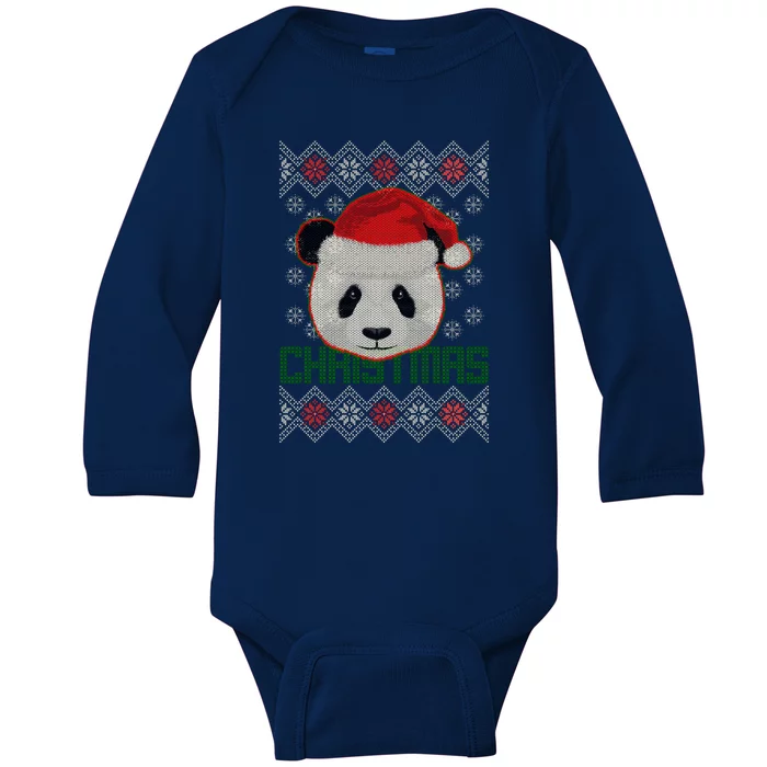 Cute Santa Panda Ugly Christmas Sweater Baby Long Sleeve Bodysuit