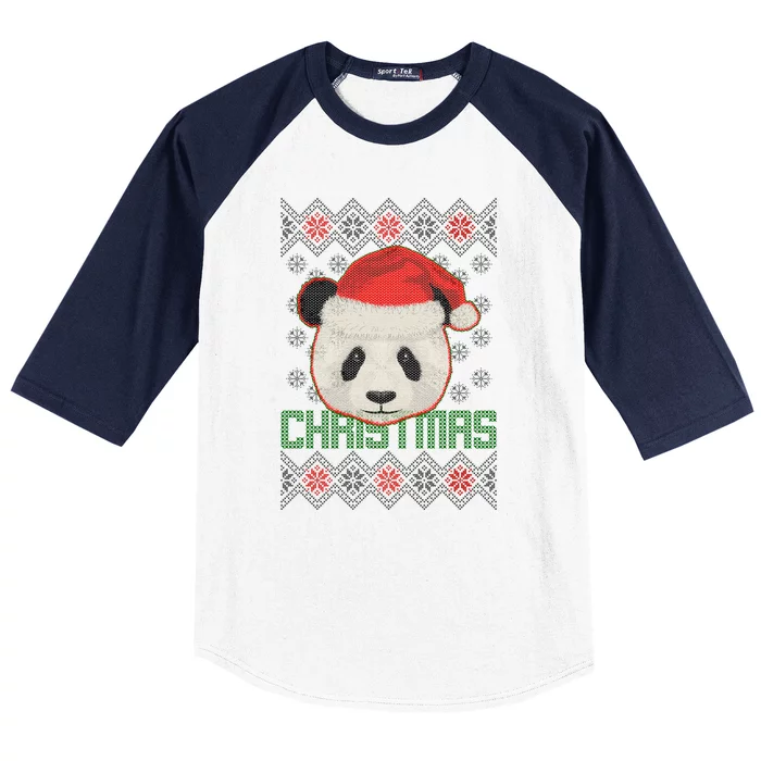 Cute Santa Panda Ugly Christmas Sweater Baseball Sleeve Shirt