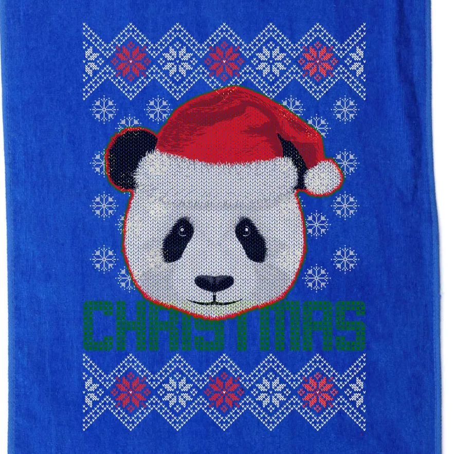 Cute Santa Panda Ugly Christmas Sweater Platinum Collection Golf Towel