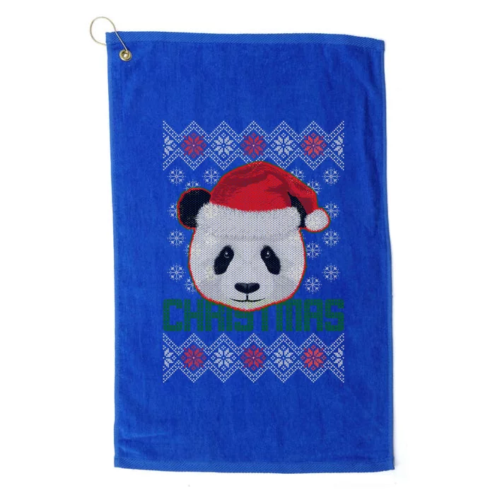 Cute Santa Panda Ugly Christmas Sweater Platinum Collection Golf Towel