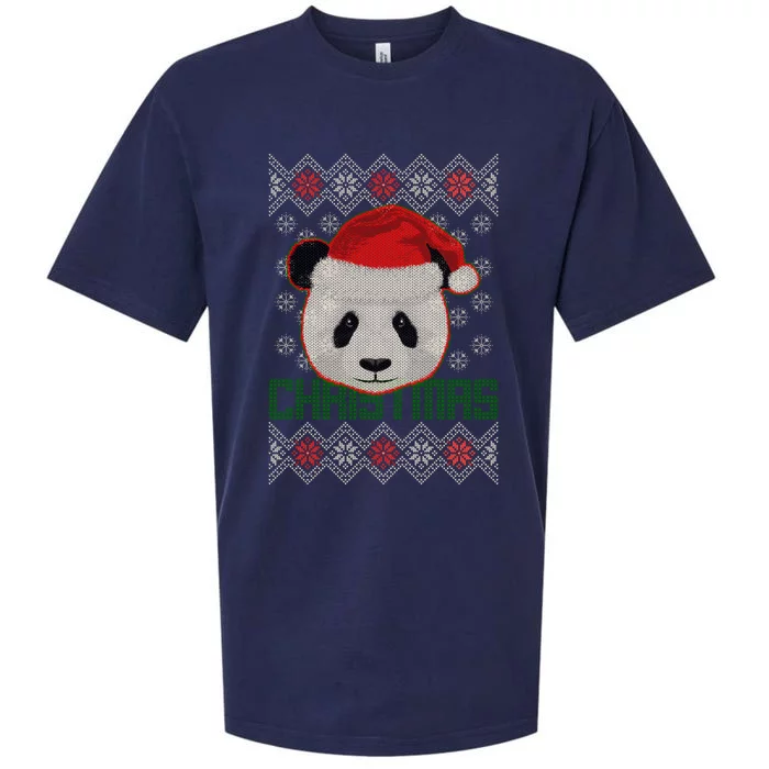 Cute Santa Panda Ugly Christmas Sweater Sueded Cloud Jersey T-Shirt