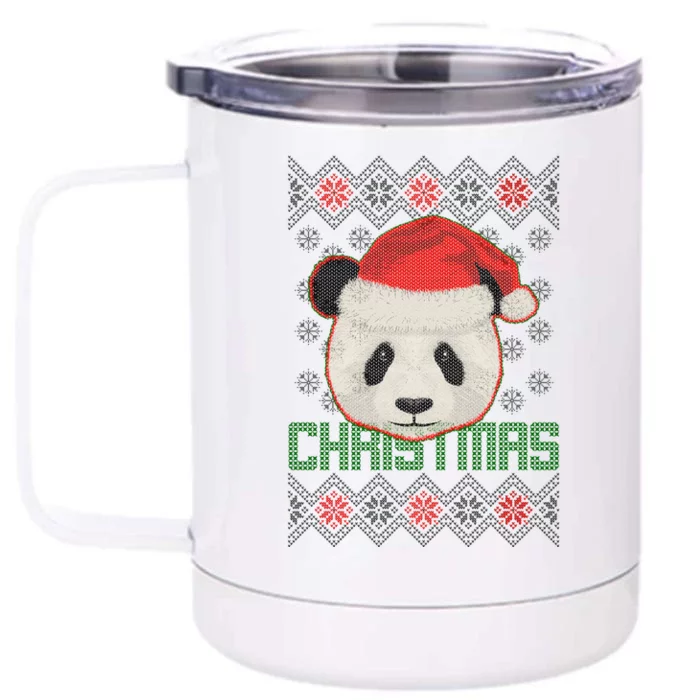 Cute Santa Panda Ugly Christmas Sweater Front & Back 12oz Stainless Steel Tumbler Cup