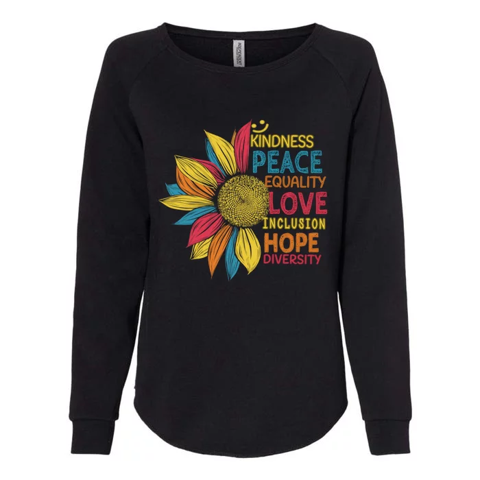 Colorful Sunflower Peace Love Inclusion Equality Diversity Gift Womens California Wash Sweatshirt