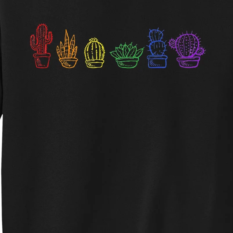 Cactus Succulent Pride Rainbow Plant Lover Subtle Lgbt Gay Tall Sweatshirt