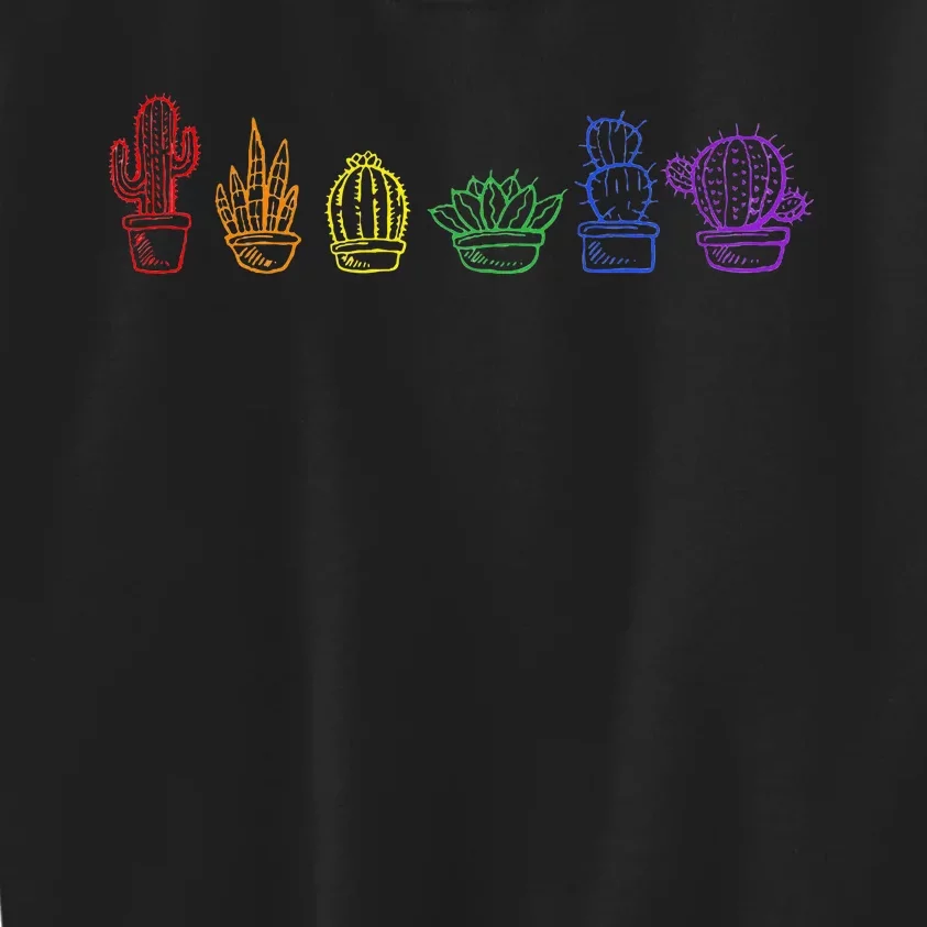 Cactus Succulent Pride Rainbow Plant Lover Subtle Lgbt Gay Kids Sweatshirt