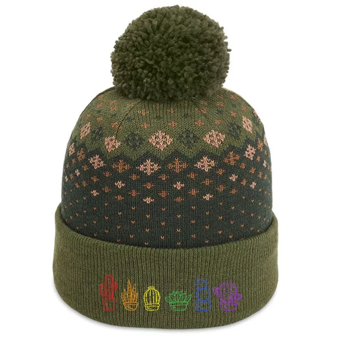 Cactus Succulent Pride Rainbow Plant Lover Subtle Lgbt Gay The Baniff Cuffed Pom Beanie