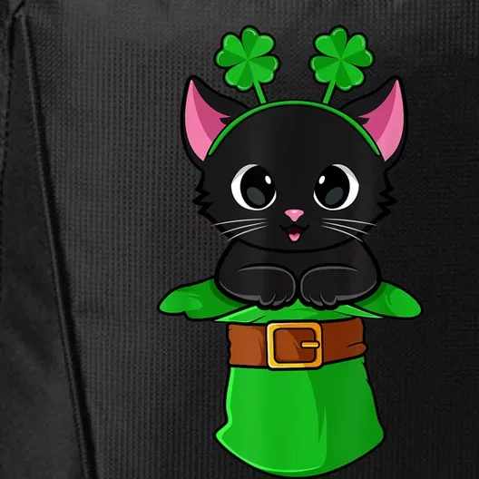 Cat St Patricks Day Leprechaun Shamrock Kitten Girls Boys City Backpack