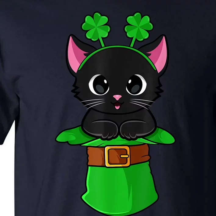 Cat St Patricks Day Leprechaun Shamrock Kitten Girls Boys Tall T-Shirt