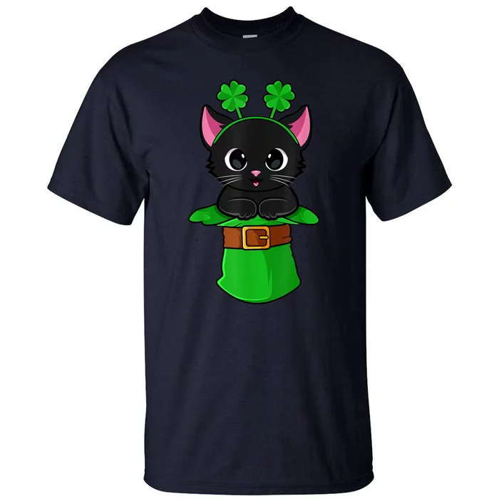 Cat St Patricks Day Leprechaun Shamrock Kitten Girls Boys Tall T-Shirt