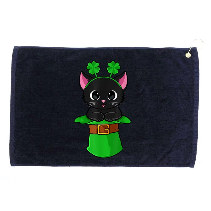 Cat St Patricks Day Leprechaun Shamrock Kitten Girls Boys Grommeted Golf Towel