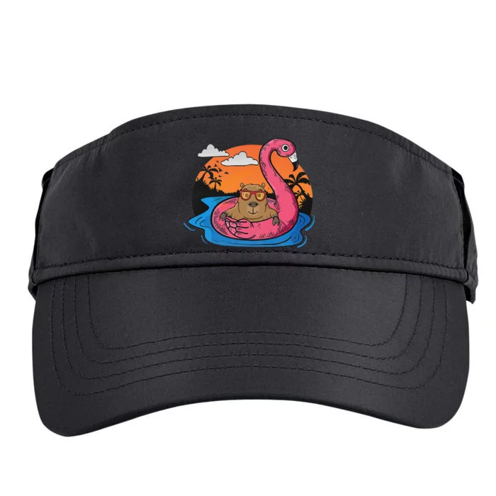 Capybara Swimming Pool Lover Flamingo Capybara Adult Drive Performance Visor