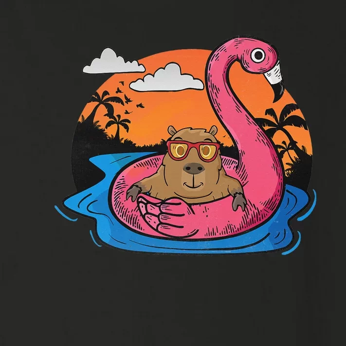 Capybara Swimming Pool Lover Flamingo Capybara Toddler Long Sleeve Shirt