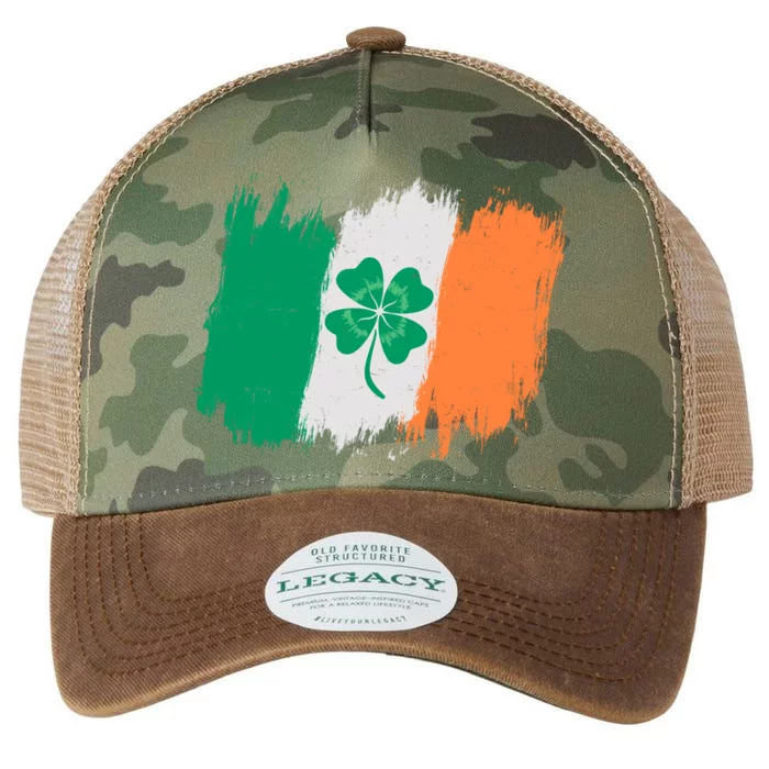 Cool St Patrick's Day Painted Distressed Irish Shamrock Flag Legacy Tie Dye Trucker Hat