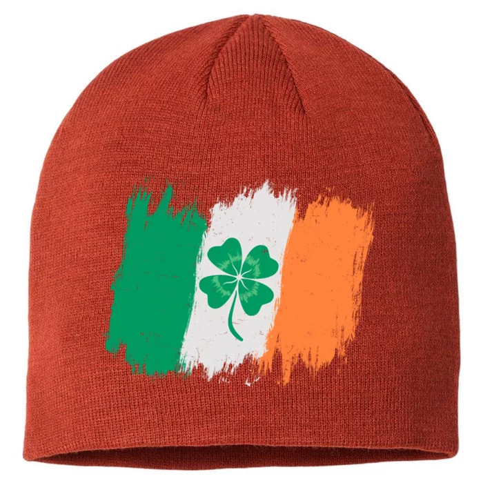 Cool St Patrick's Day Painted Distressed Irish Shamrock Flag 8 1/2in Sustainable Knit Beanie