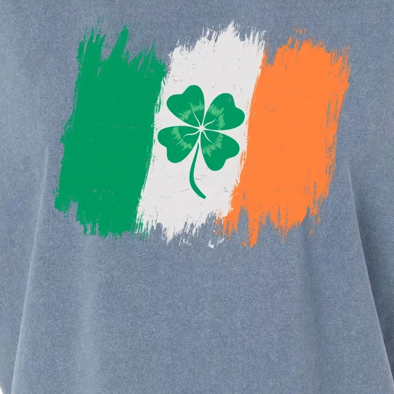 Cool St Patrick's Day Painted Distressed Irish Shamrock Flag Garment-Dyed Women's Muscle Tee