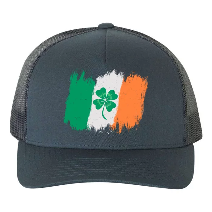 Cool St Patrick's Day Painted Distressed Irish Shamrock Flag Yupoong Adult 5-Panel Trucker Hat