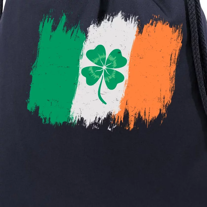 Cool St Patrick's Day Painted Distressed Irish Shamrock Flag Drawstring Bag