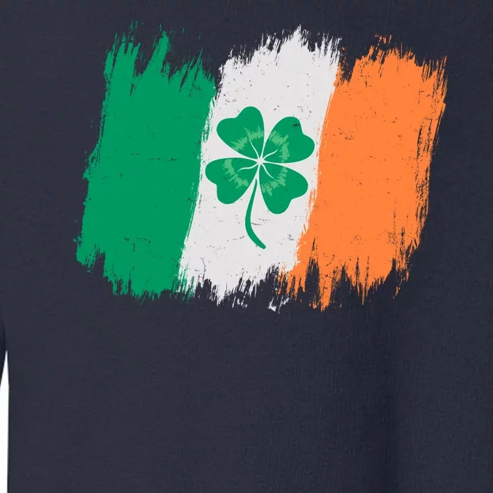 Cool St Patrick's Day Painted Distressed Irish Shamrock Flag Toddler Sweatshirt