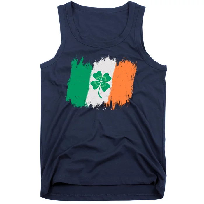 Cool St Patrick's Day Painted Distressed Irish Shamrock Flag Tank Top