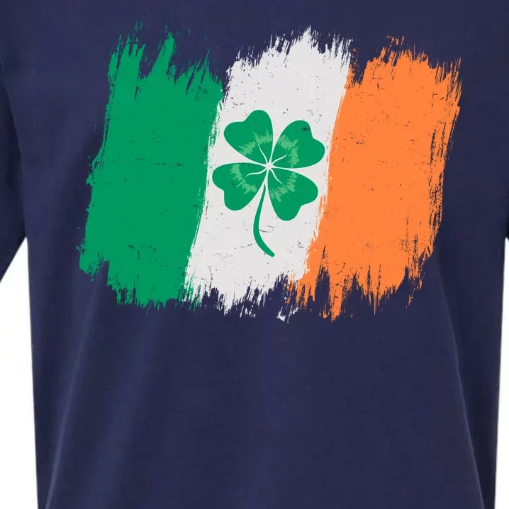 Cool St Patrick's Day Painted Distressed Irish Shamrock Flag Sueded Cloud Jersey T-Shirt