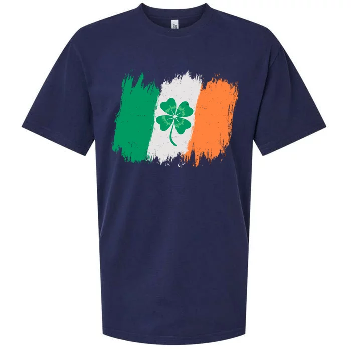 Cool St Patrick's Day Painted Distressed Irish Shamrock Flag Sueded Cloud Jersey T-Shirt