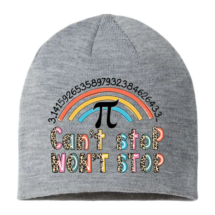 Can't Stop Pi Won't Stop Leopard Pi Day Math Lover 8 1/2in Sustainable Knit Beanie