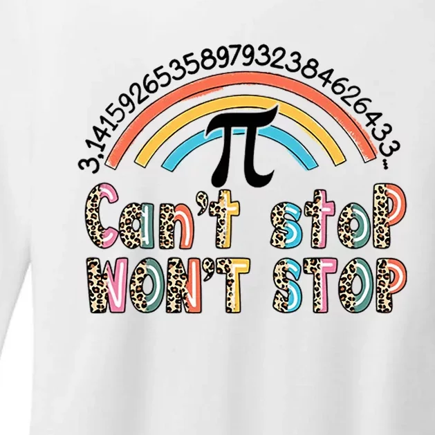 Can't Stop Pi Won't Stop Leopard Pi Day Math Lover Womens CVC Long Sleeve Shirt