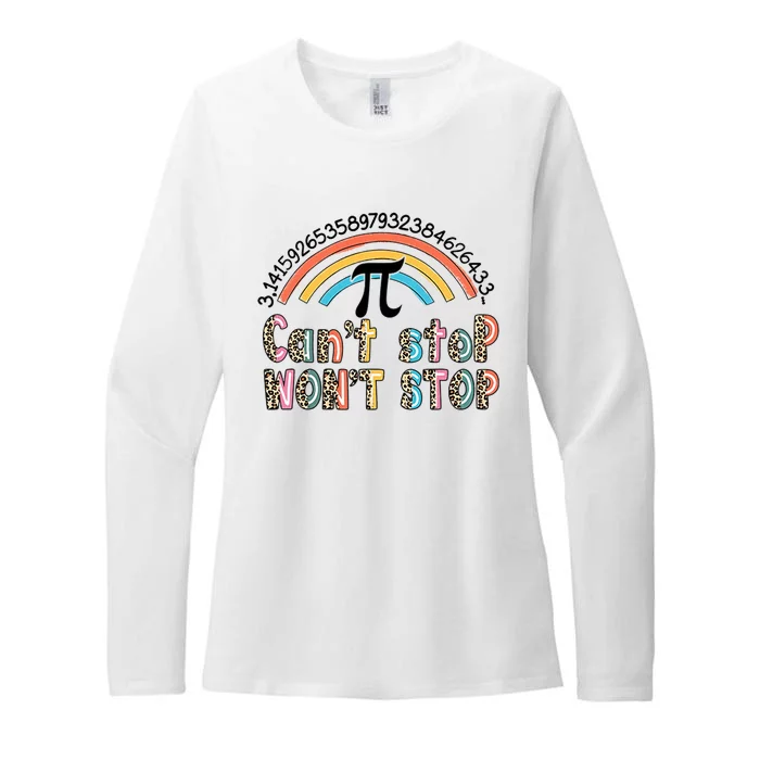 Can't Stop Pi Won't Stop Leopard Pi Day Math Lover Womens CVC Long Sleeve Shirt