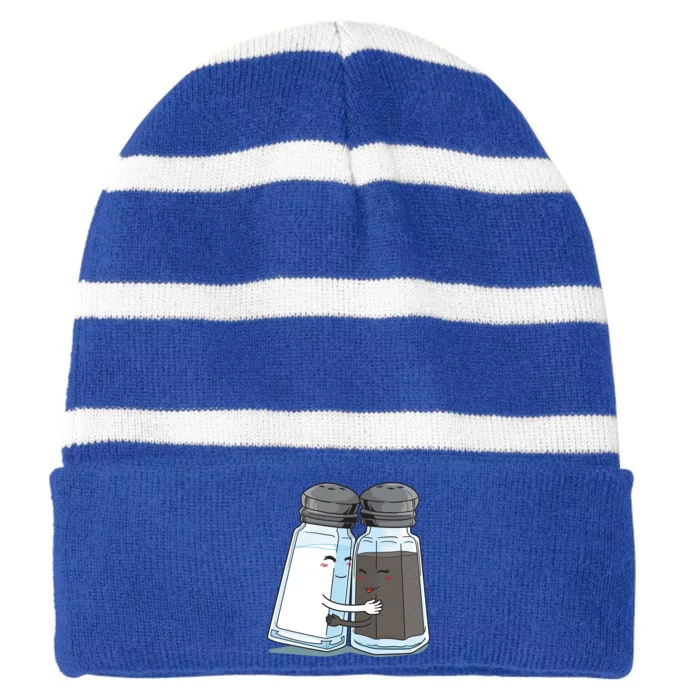 Cute Salt Pepper Shaker Hugs Funny Gift Striped Beanie with Solid Band